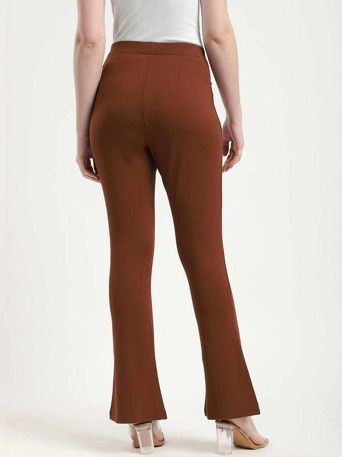 R&B Women Brown Solid Regular Fit Trousers