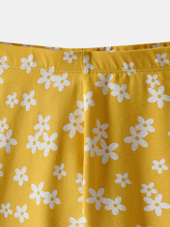 Girls Cotton Blend Skinny Fit Elastic Waist Printed Leggings