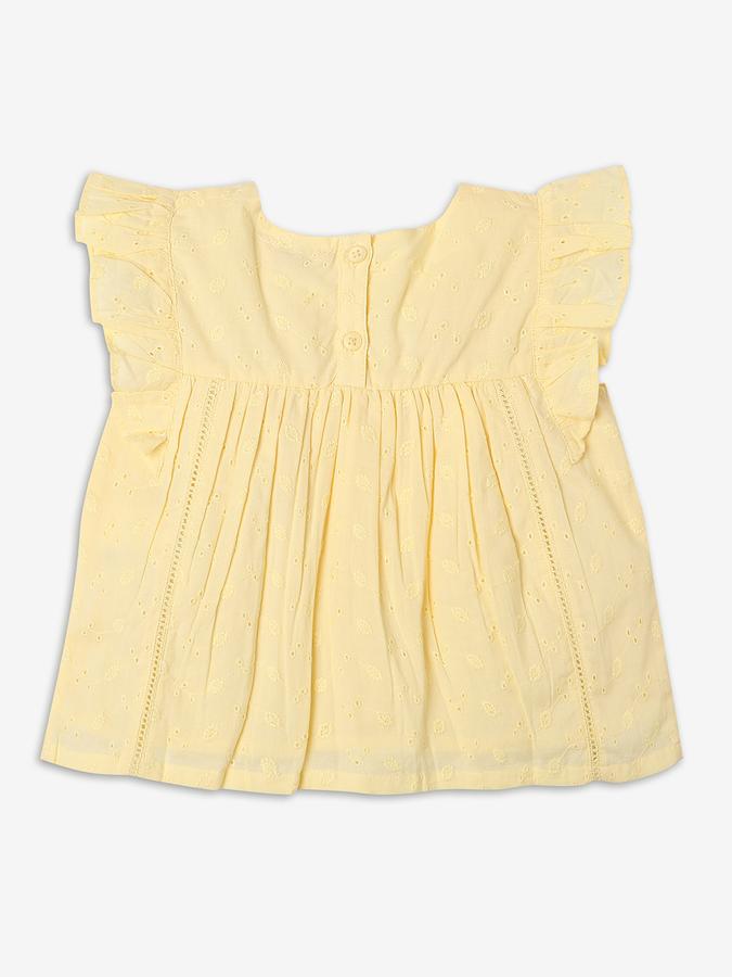 Girls Cotton Regular Fit Round Neck Short Sleeve Embroidered Top