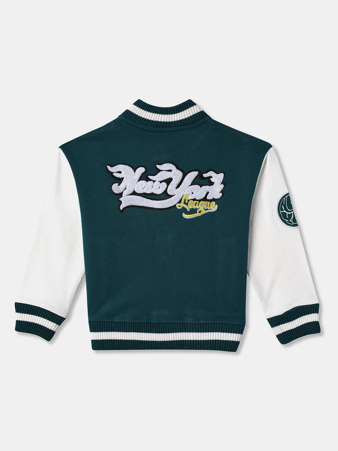 Boys Cotton Varsity Snap Front Colorblock Jacket