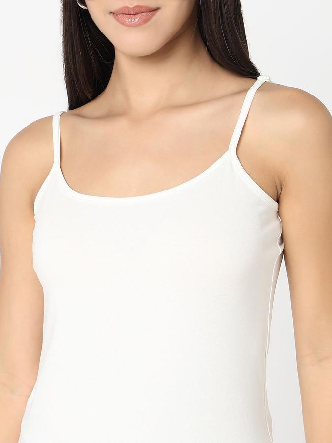 R&B Women Ivory Solid Shoulder Straps Camisole