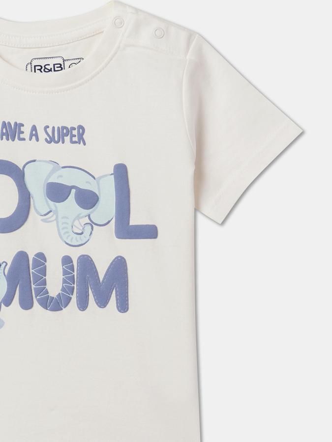 Boys Typographic Print Relaxed Fit Round-Neck T-Shirt image number 2