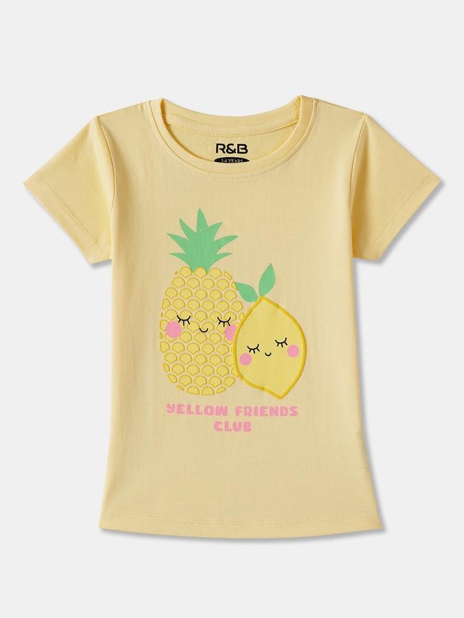 R&B Girls Graphic Print Pure Cotton Regular T Shirt