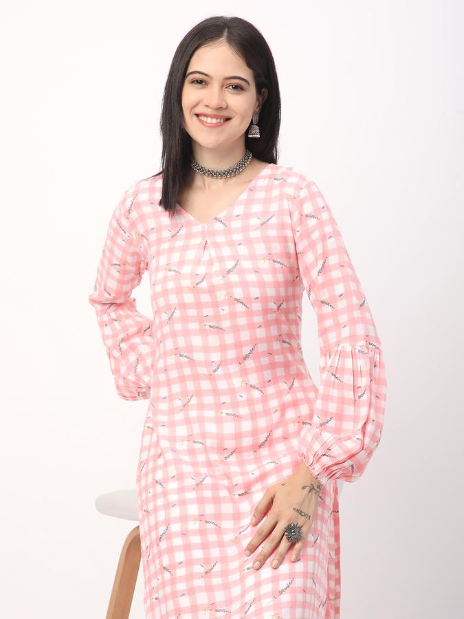 Women Rayon Regular Fit V Neck Printed Kurta