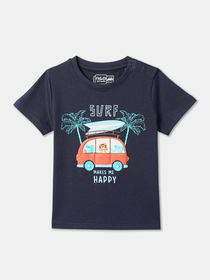 R&B Boys Graphic Print Relaxed Fit Round-Neck T-Shirt
