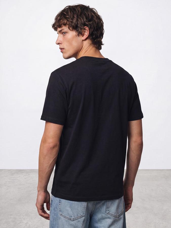 R&B Men Navy Short Sleeve Round Neck Typography Print T-Shirt