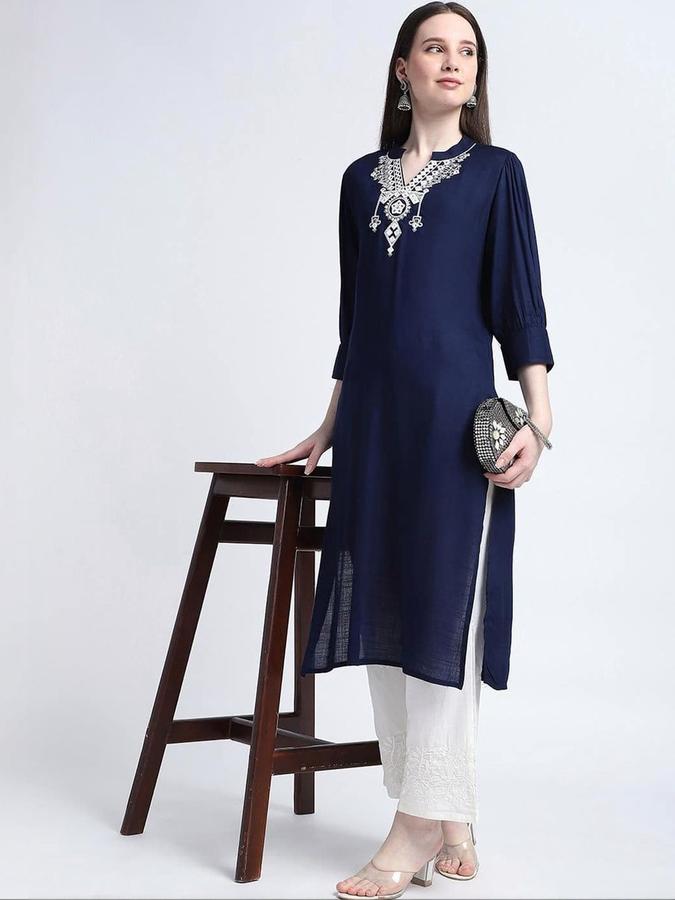 R&B Women White Embroidered Relaxed Fit Pants