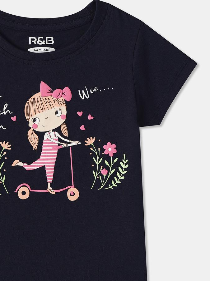 R&B Girls Graphic Print Pure Cotton Regular T Shirt image number 2