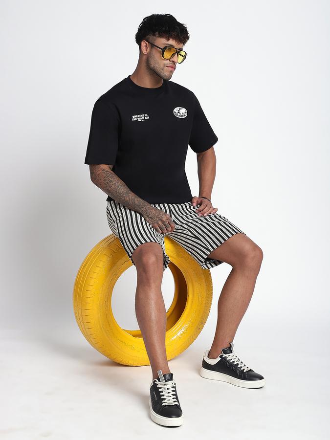 R&B Men's Black Printed T-Shirt