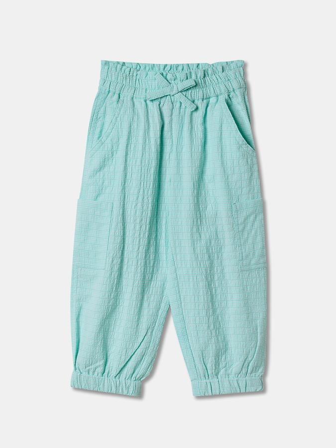 Boys Regular Fit Checked Drawstring Waist Trouser