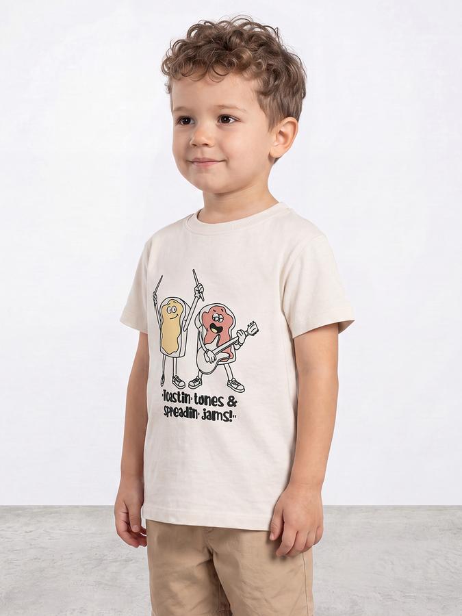 R&B Boys White Graphic Print Short Sleeves Soft Touch Tshirt
