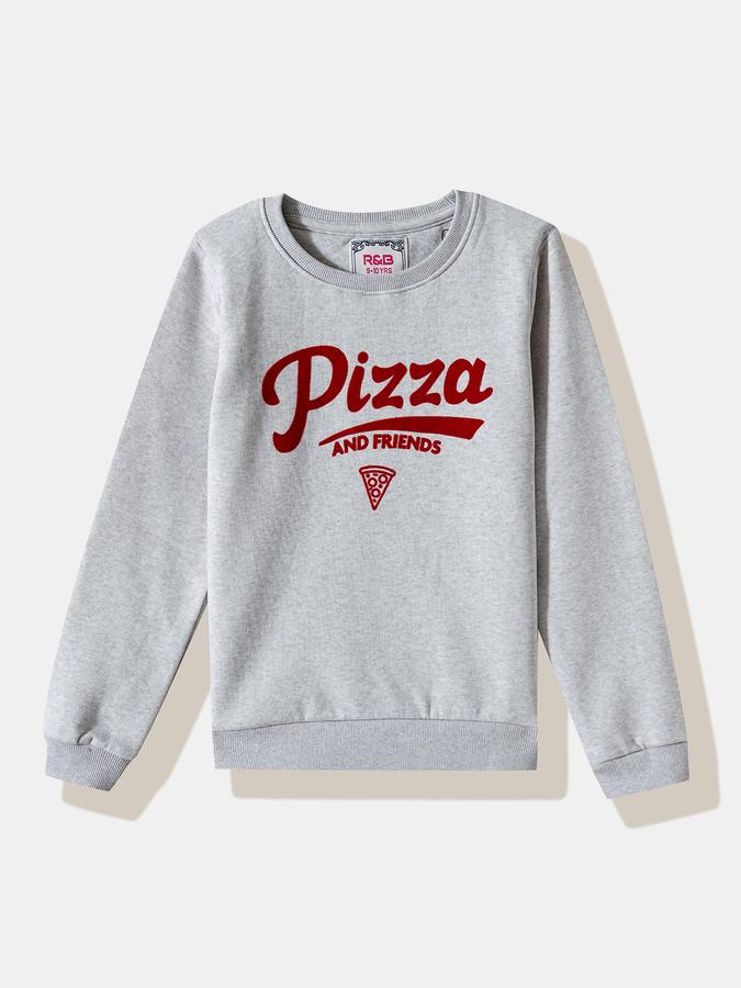 R&B Girls' Grey Printed Sweatshirt