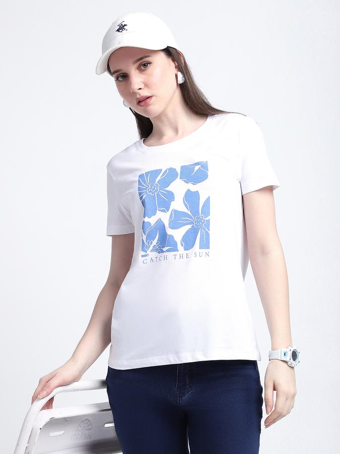 Women Cotton Regular Fit Crew Neck Graphic T-shirt