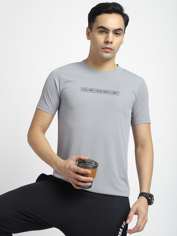 Men Polyester Regular Fit Crew Neck Typographic Print T-shirt