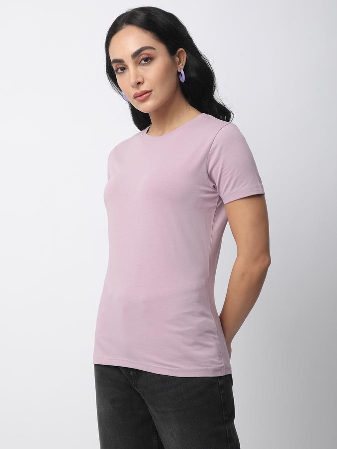 R&B Women Orchid Solid Cropped T-Shirt