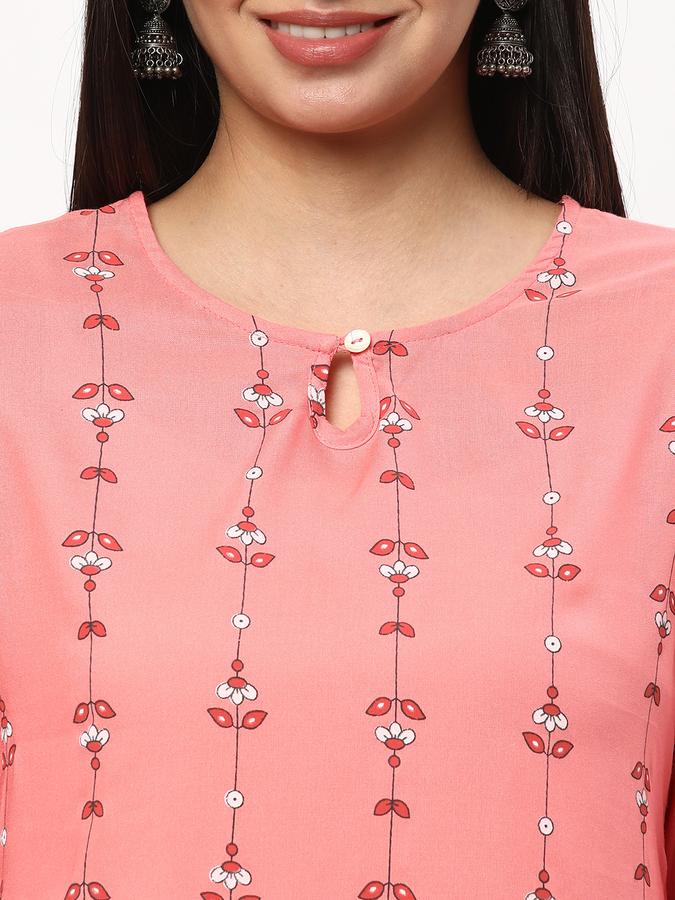 Women Rayon Regular Fit Keyhole Neck Printed Kurta