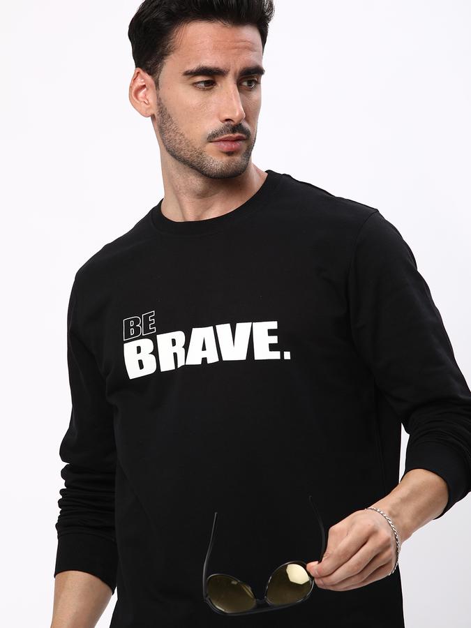 Men Cotton Regular Fit Crew Neck Graphic Sweatshirt