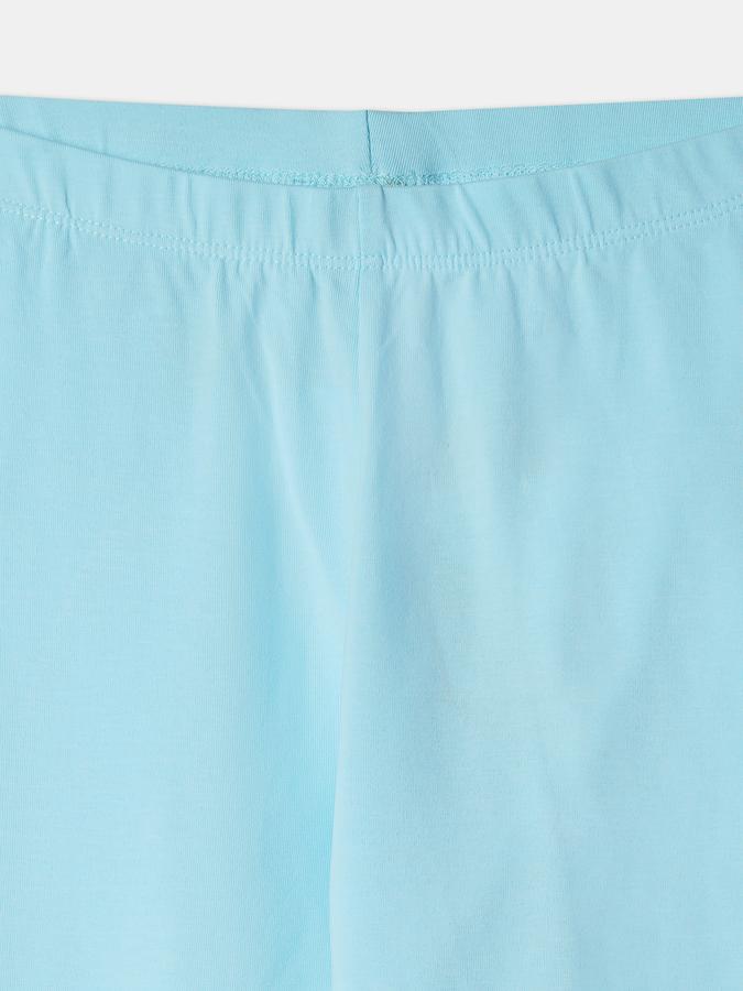 Girls Cotton Blend Skinny Fit Elastic Waist Solid Leggings