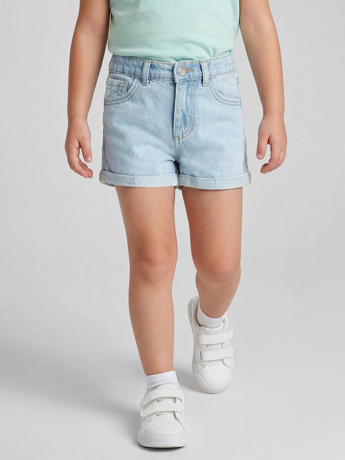 R&B Blue Girls Above Knee Mid-Rise Regular Fit Shorts