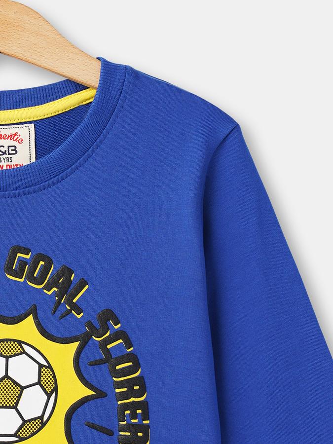 R&B Boys' Blue Printed Sweatshirt