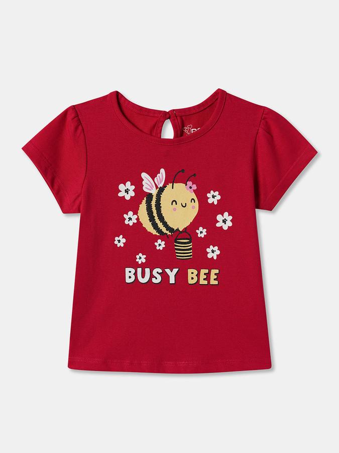 Baby Girls Graphic Print Pure Cotton Regular T Shirt