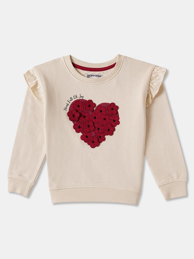R&B Girls' Beige Embellished Sweatshirt