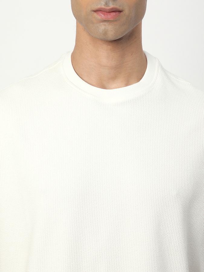 Men Polycotton Regular Fit Crew Neck Textured T-shirt