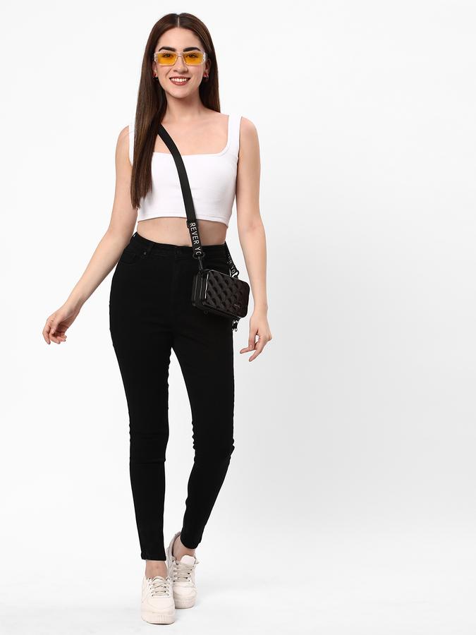 Women Stretch Denim Skinny Fit High Rise Solid Jeans