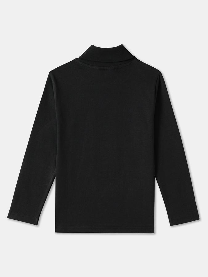Boys Cotton Regular Fit Funnel Neck Solid T-shirt