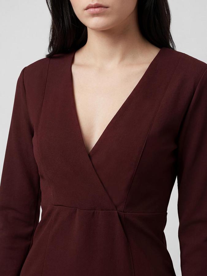 R&B Red Polyester Solid Women Dresses