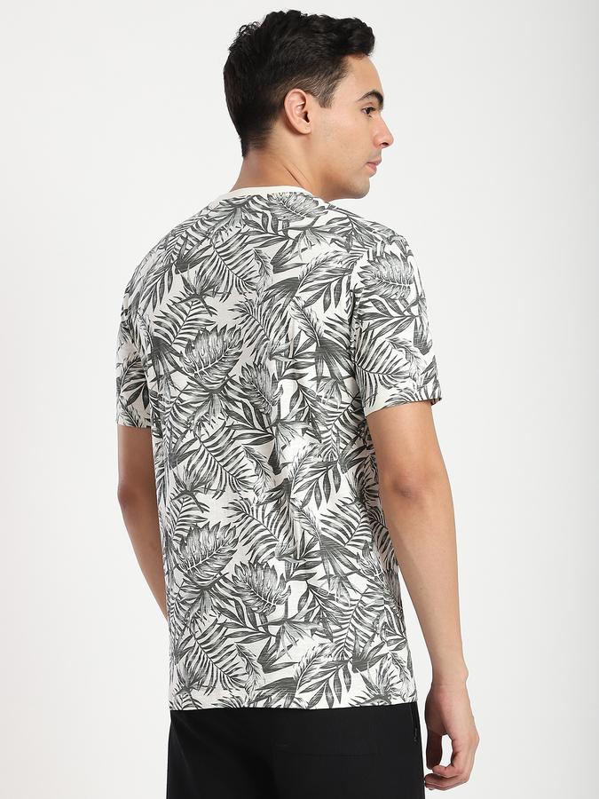 Men Cotton Regular Fit Crew Neck Printed T-shirt