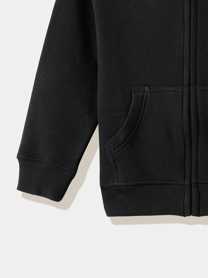 Boys Cotton Hooded Zip Up Solid Jacket