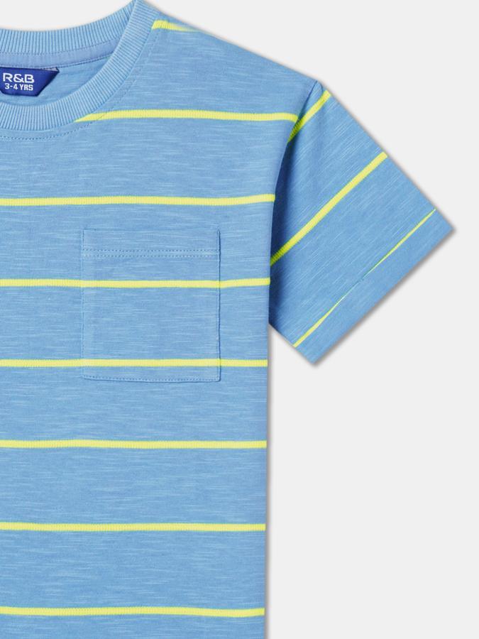 Boys Striped Round-Neck Relaxed Fit T-Shirt image number 2