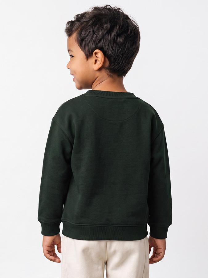 R&B Boys Green Graphic Print Round Neck Long Sleeves Sweatshirt