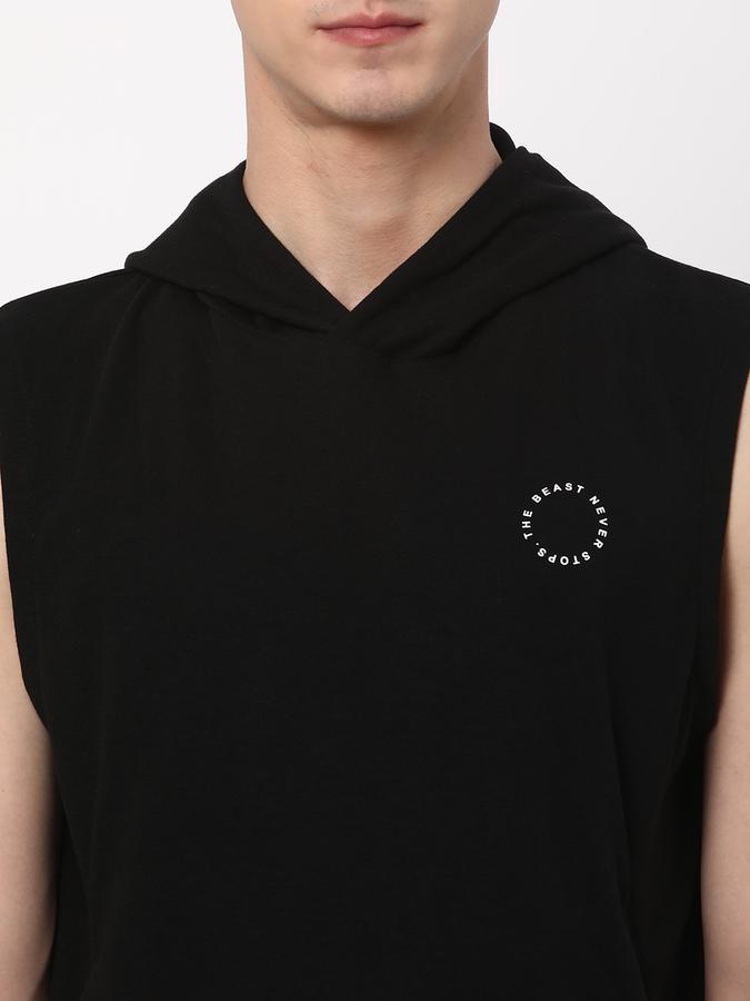 Men Cotton Regular Fit Hooded Gilet Jacket