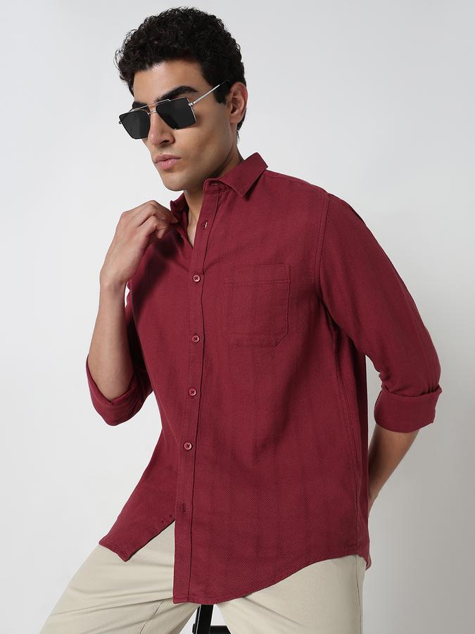 Men Solid Casual Red Shirt 