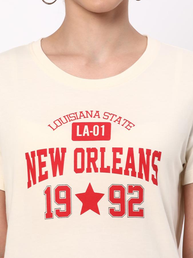 Women Cotton Regular Fit Crew Neck Graphic T-shirt