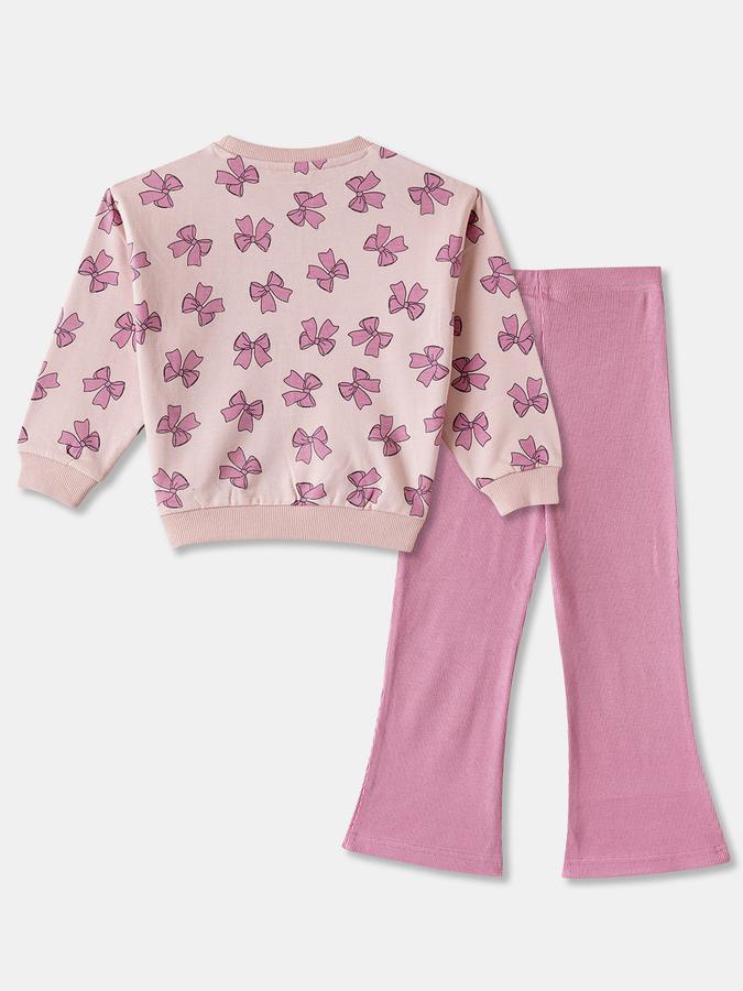 Girls Cotton Blend Printed Sweatshirt and Trousers Set