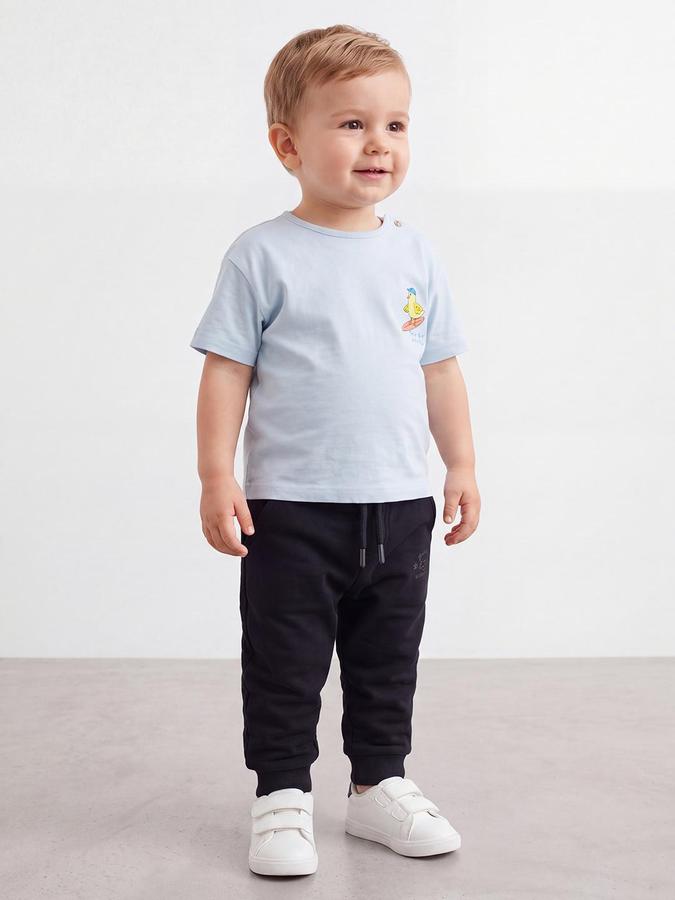 R&B Boys Black Graphic Print Elasticated waist Jogger Pant 