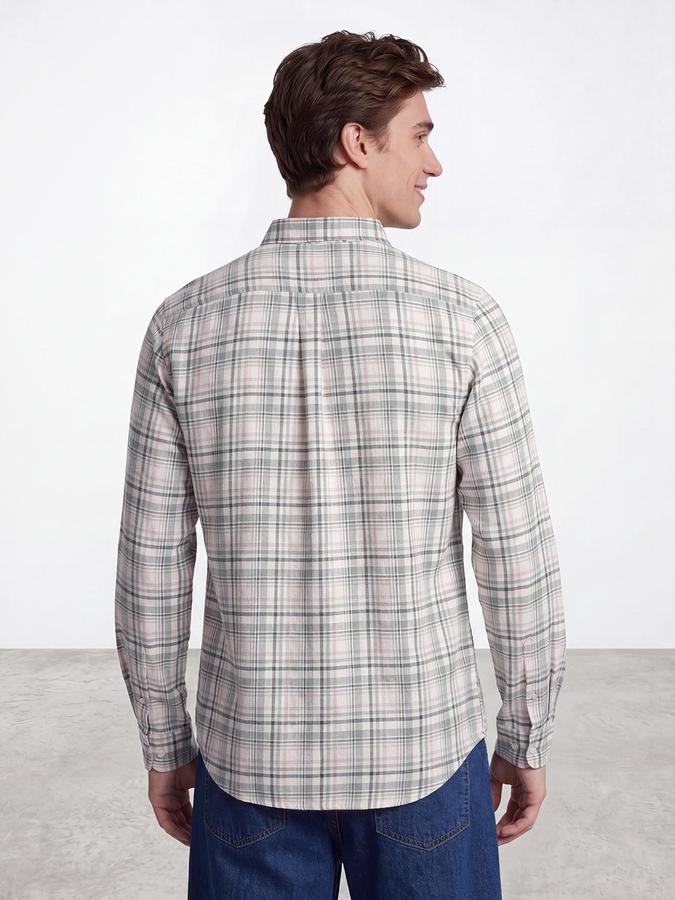 R&B Men's Pure Cotton Green Full Sleeves Collar Neck Checked Shirt