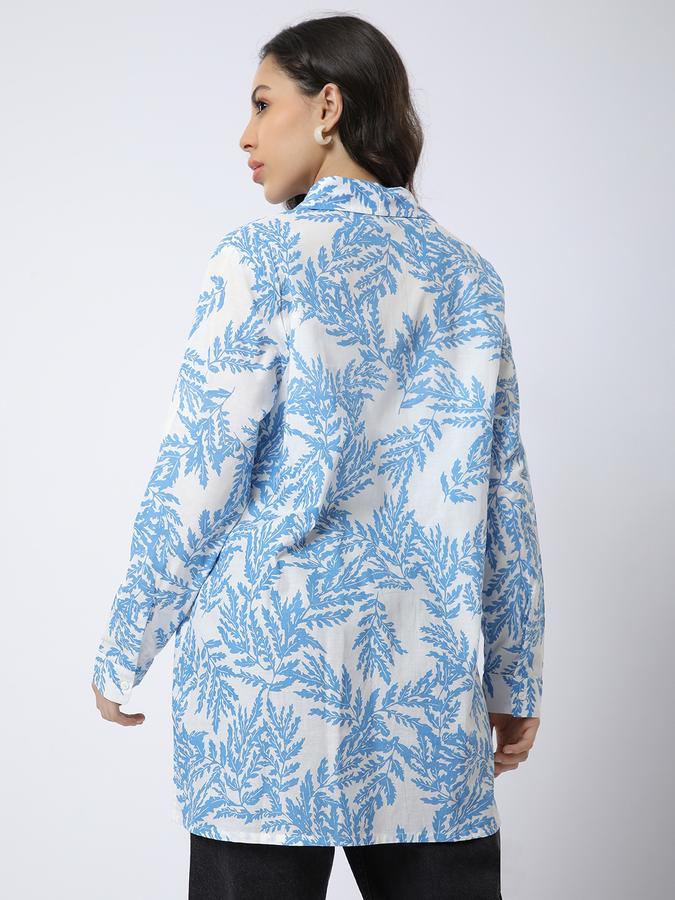 Women Cotton Relaxed Fit Shirt Collar Floral Top