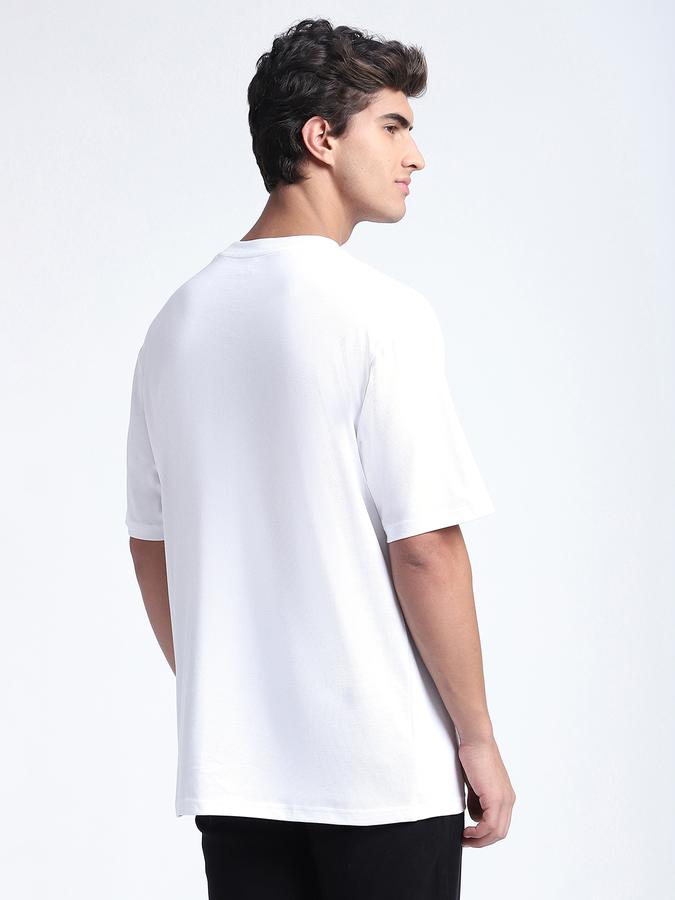 R&B Men's White Printed T-Shirt