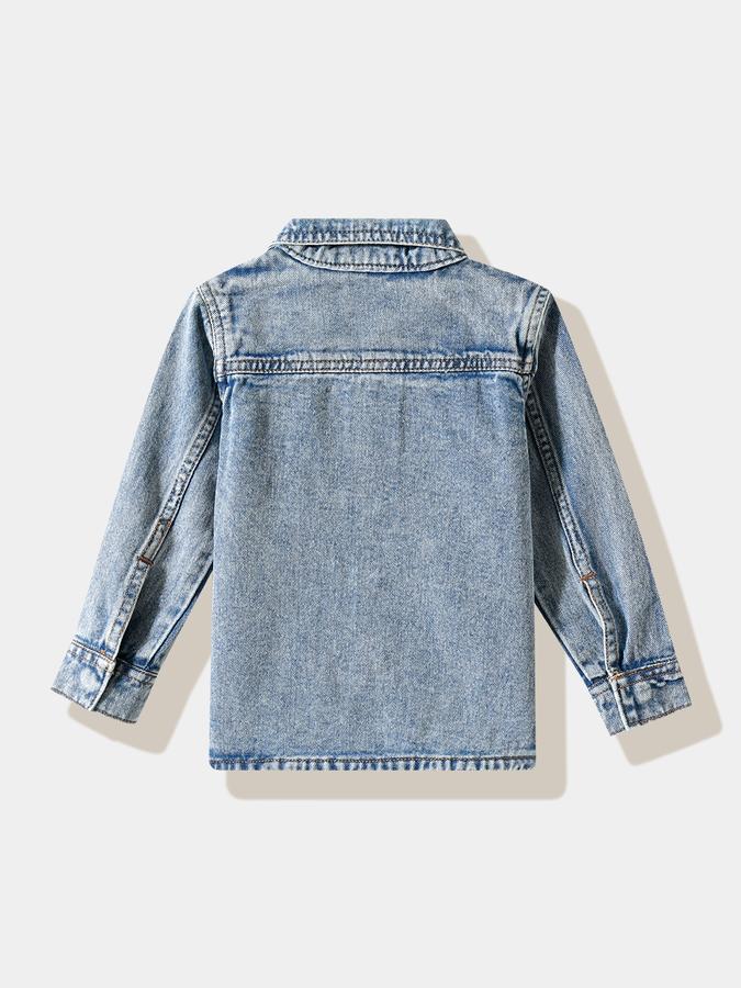 Boys Denim Regular Fit Long Sleeve Pocket Shirt