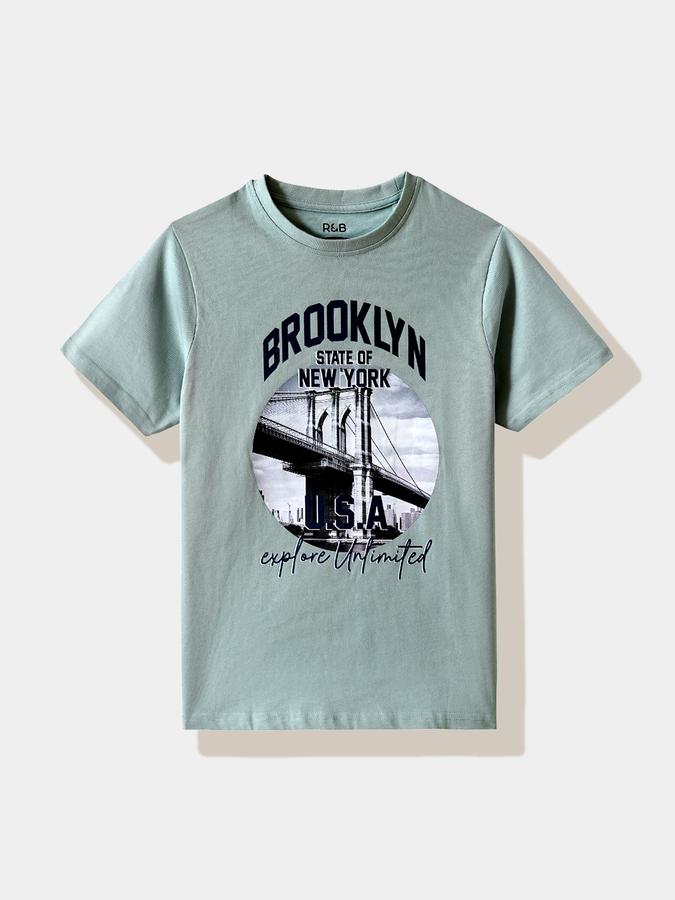 Boys Cotton Regular Fit Crew Neck Graphic T-shirt