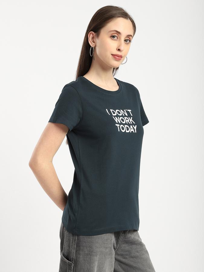 R&B Women Teal Typography T-Shirt