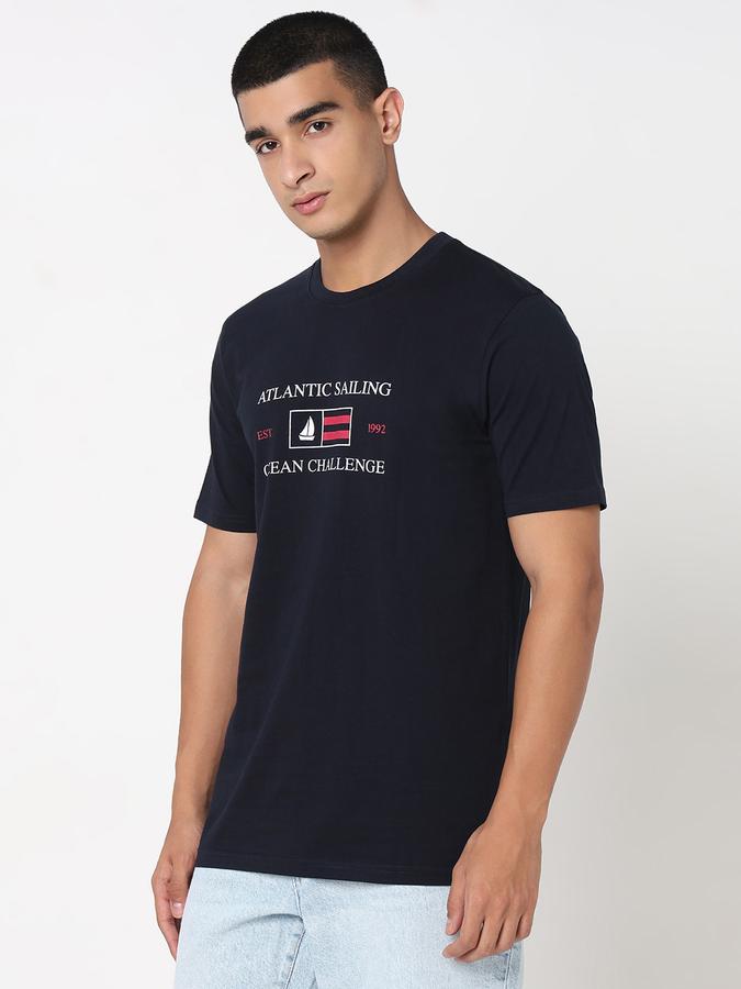 R&B Men's Navy Printed T-Shirt