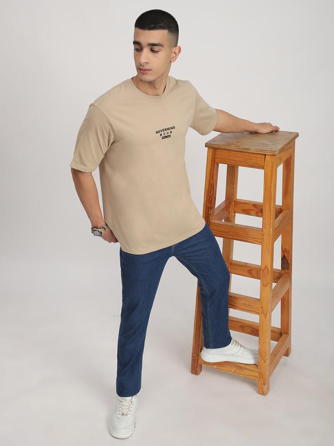 Men Cotton Relaxed Fit Crew Neck Typographic Print T-shirt