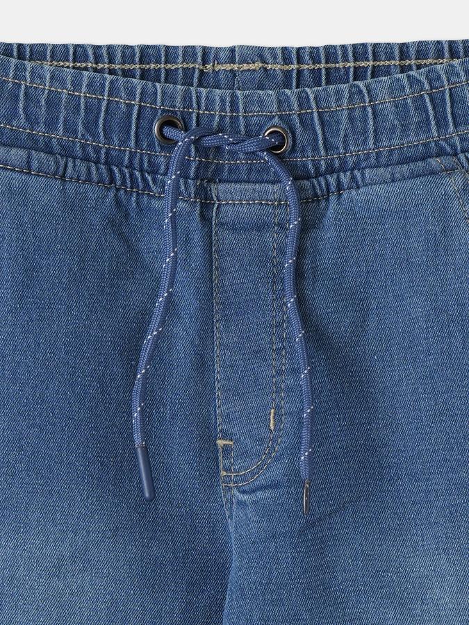 Boys Cotton Blend Regular Fit Drawstring Clean Hem Jeans
