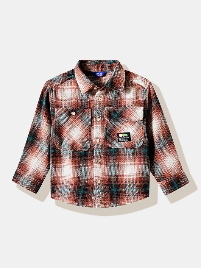 R&B Boys' Brown Checked Shirt