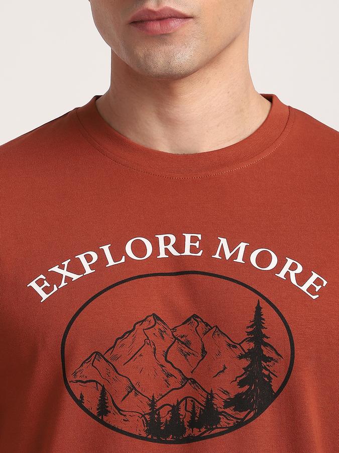 Men Cotton Regular Fit Crew Neck Graphic T-shirt